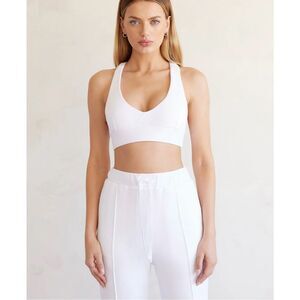 Carbon38 V-Neck Cross Back Bra in French Terry Sz Large NWOT